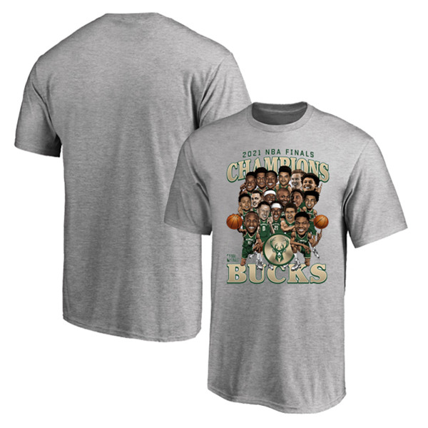 Men's Milwaukee Bucks 2021 Grey Finals Champions T-Shirt